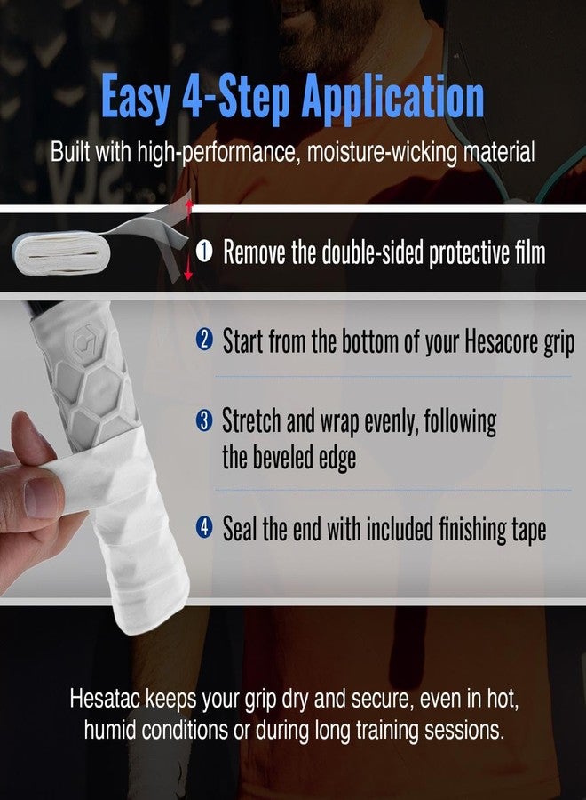 Hesacore Hesatac Overgrip Tape – 6 Pack – Black – for Pickleball, Padel & Tennis – Sweat Absorbing, Soft, Anti-Slip, Stretchable Overgrip - Image 4
